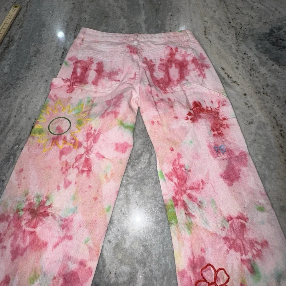 Pacsun‎ Women's 28x30 Tie Dye Embroidered Carpenter Jeans Festival Hippie